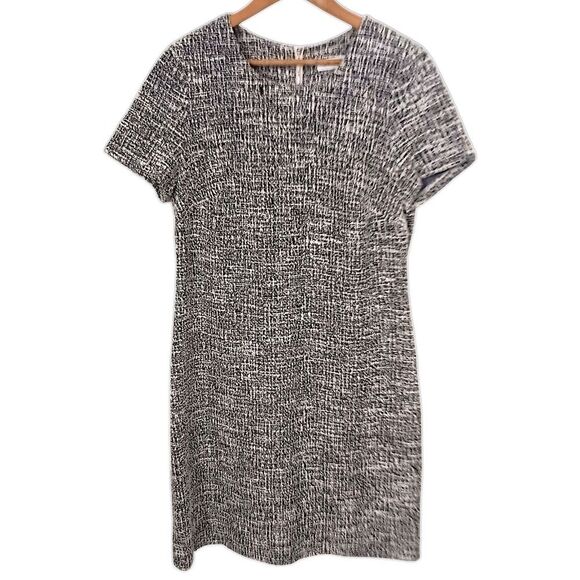 Calvin Klein Tweed Dress 10 Sheath Short Sleeve Stretch Office Vixen Corpcore - Picture 7 of 16
